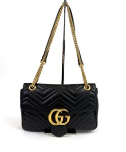 Gucci Calfskin Matelasse Medium Marmont Shoulder Bag Black 4