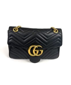 Gucci Calfskin Matelasse Medium Marmont Shoulder Bag Black 20