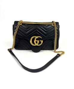 Gucci Calfskin Matelasse Medium Marmont Shoulder Bag Black 5