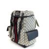 Front three quarter with the leather flap and web stripe