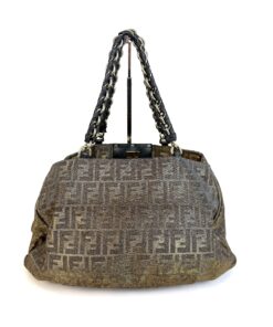 Fendi Metallic Lurex Zucca Mia Tote Brown 7