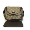 Gucci diaper bag in beige GG canvas with brown leather trim and matching changing mat