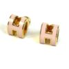 Hermes Mini Pop H earrings in light pink enamel with yellow gold plated hardware