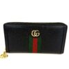 Gucci Ophidia zip around wallet in black calfskin with the green and red web and gold double G charm