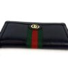 Angled view showing the zip and the leather edges
