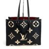 Louis Vuitton Onthego GM tote in black Monogram Empreinte Giant with beige monogram and burgundy suede interior