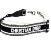 Christian Dior adjustable bandouliere shoulder strap in black and white embroidered canvas with ultramatte black hardware
