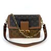 Louis Vuitton Dauphine MM in Reverse Monogram canvas with gold LV clasp and chain and leather strap