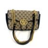 Gucci GG Marmont small shoulder bag in beige GG canvas with black leather and gold GG