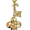 Charm hanging full length from its gold clasp