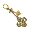 Angled view of the flower charm and the LV initials