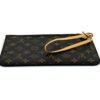 Pouch flat with the wristlet strap along the side