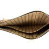 Pouch held open showing the full striped lining