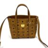 MCM Mini Toni top-zip shopper in cognac Visetos coated canvas with detachable crossbody strap