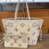 Louis Vuitton Neverfull MM in creme Monogram Empreinte Giant with rose print and matching zip pouch
