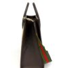 Side of the tote showing the leather gusset
