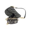 Dior Saddle bag in blue Dior Oblique embroidery with gold D charm and embellished strap