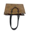 Caramel side of the tote seen from the front