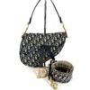 Dior Saddle bag in blue Dior Oblique embroidery with gold D charm and matching strap