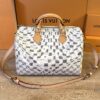 Louis Vuitton Speedy 30 Bandouliere in Damier Azur canvas with vachetta handles and detachable strap