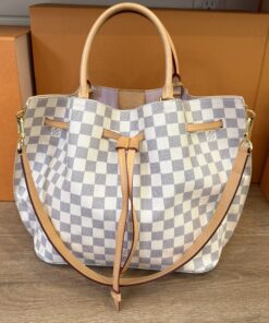 Louis Vuitton Girolata hobo in Damier Azur canvas with vachetta leather handles and trim
