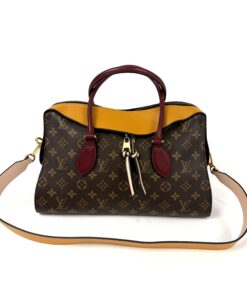Louis Vuitton Monogram Tuileries Wine and Mustard Yellow Satchel or Shoulder bag, front with the long strap