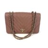 Chanel Small Statement flap bag in pink mauve chevron quilted calfskin with gold-tone chain and CC turnlock