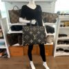Tote shown on a mannequin from the caramel side