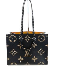 Louis Vuitton Onthego GM tote in Giant Monogram Jungle print with black and caramel leopard panels