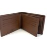 Wallet open showing the card slots and brown leather lining