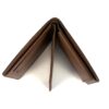 Wallet standing open to show the bifold construction