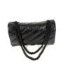 Front view lying flat with the chain coiled over the quilted flap