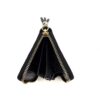 opened out from above with the tassel pull to the front