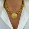 Chanel Paris 16" Choker Necklace Rare Gold Toned 31 Rue Cambon - Image 4