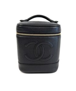 Chanel Caviar Vanity Cosmetic Case Black