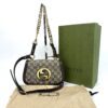Gucci Supreme Monogram Textured Dollar Calfskin Mini Blondie Chain Shoulder Flap Bag Beige Ebony New Acero - Image 5