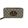 Gucci Supreme Monogram Neo Zip Around Wallet Beige Crop New Acero, front view with the tiger head Gucci patch