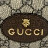 Close up of the leather logo patch with tiger head