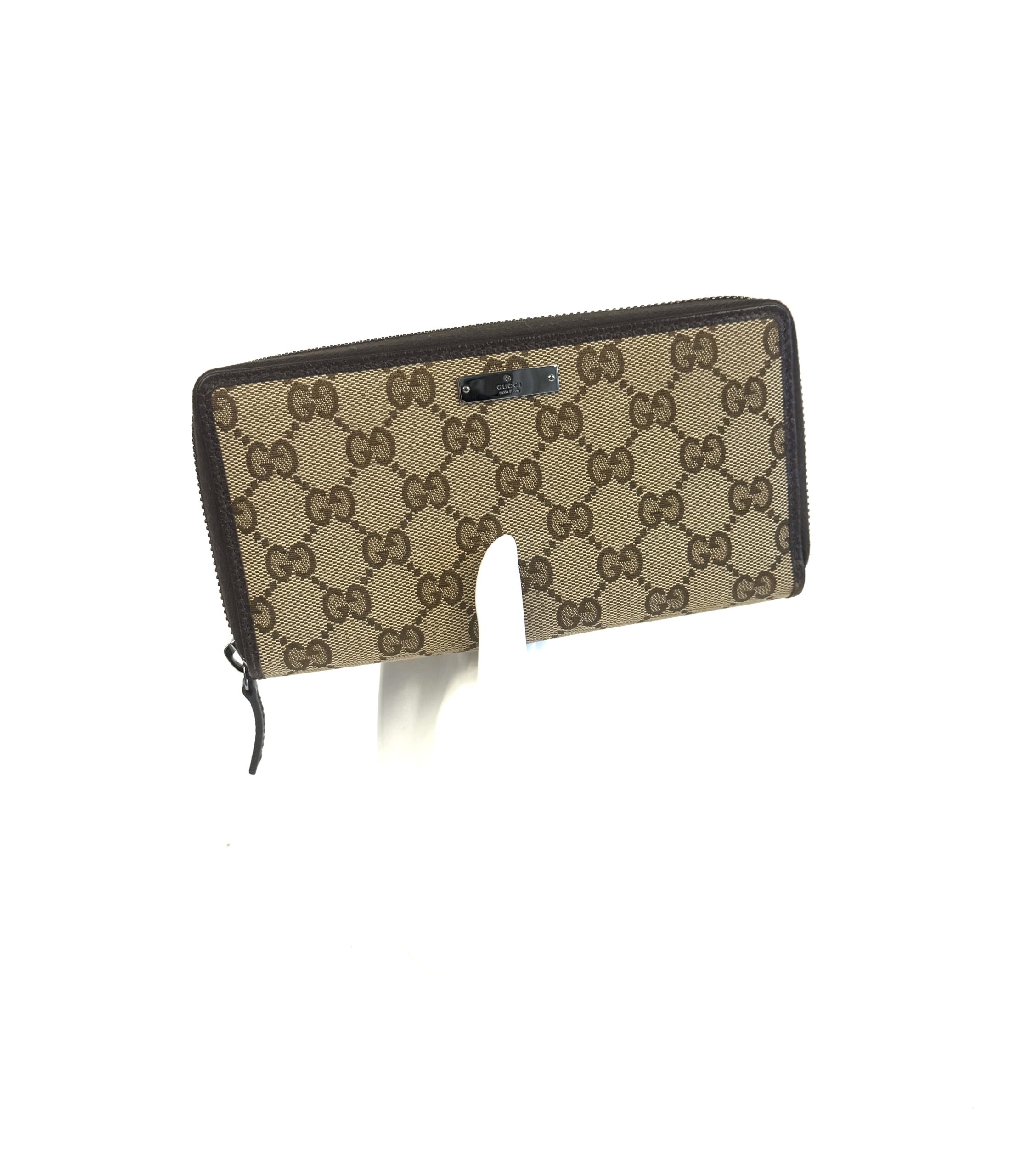 Gucci Monogram Metal Bar Zip Around Wallet Dark Brown - Image 2