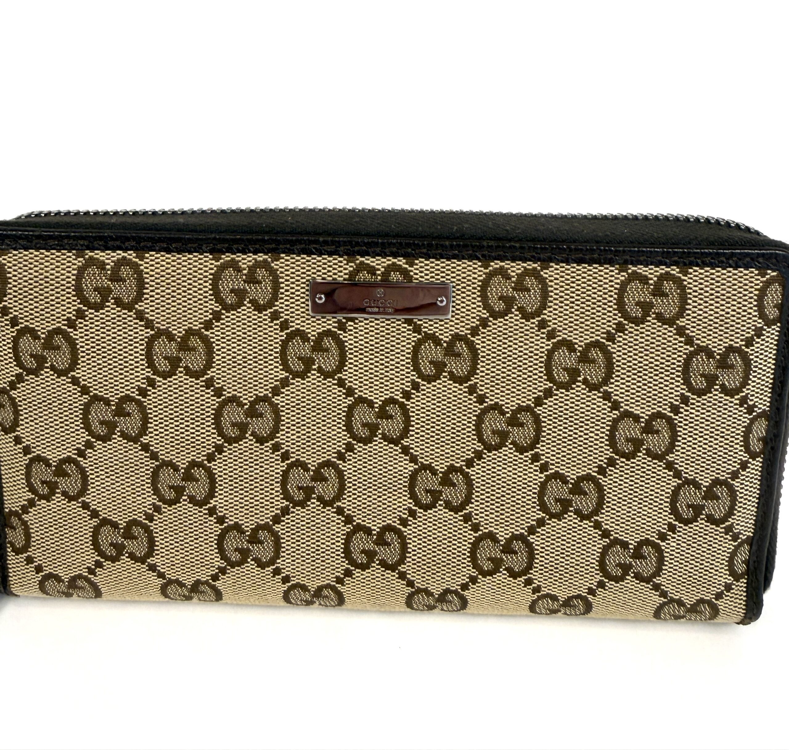 Gucci Monogram Metal Bar Zip Around Wallet Dark Brown - Image 5