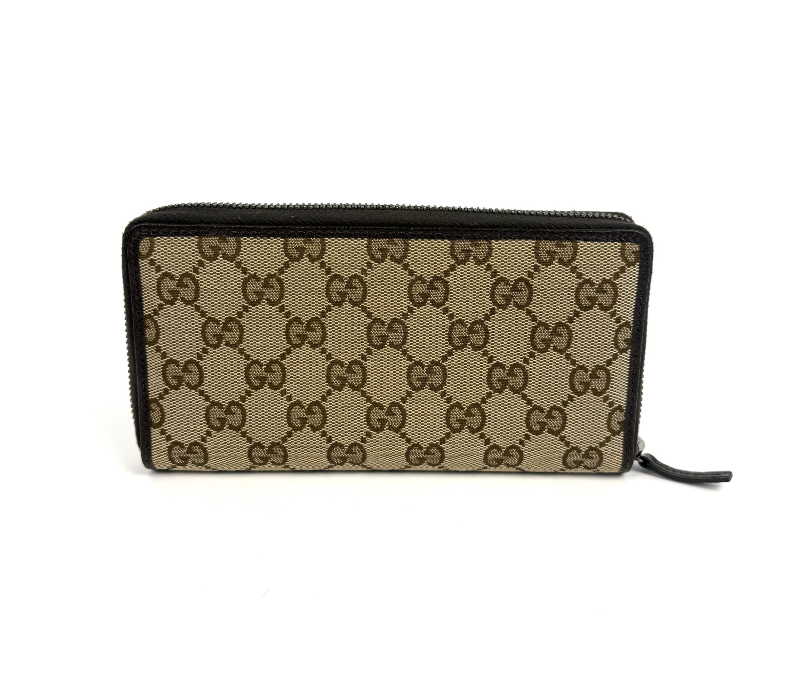 Gucci Monogram Metal Bar Zip Around Wallet Dark Brown - Image 7