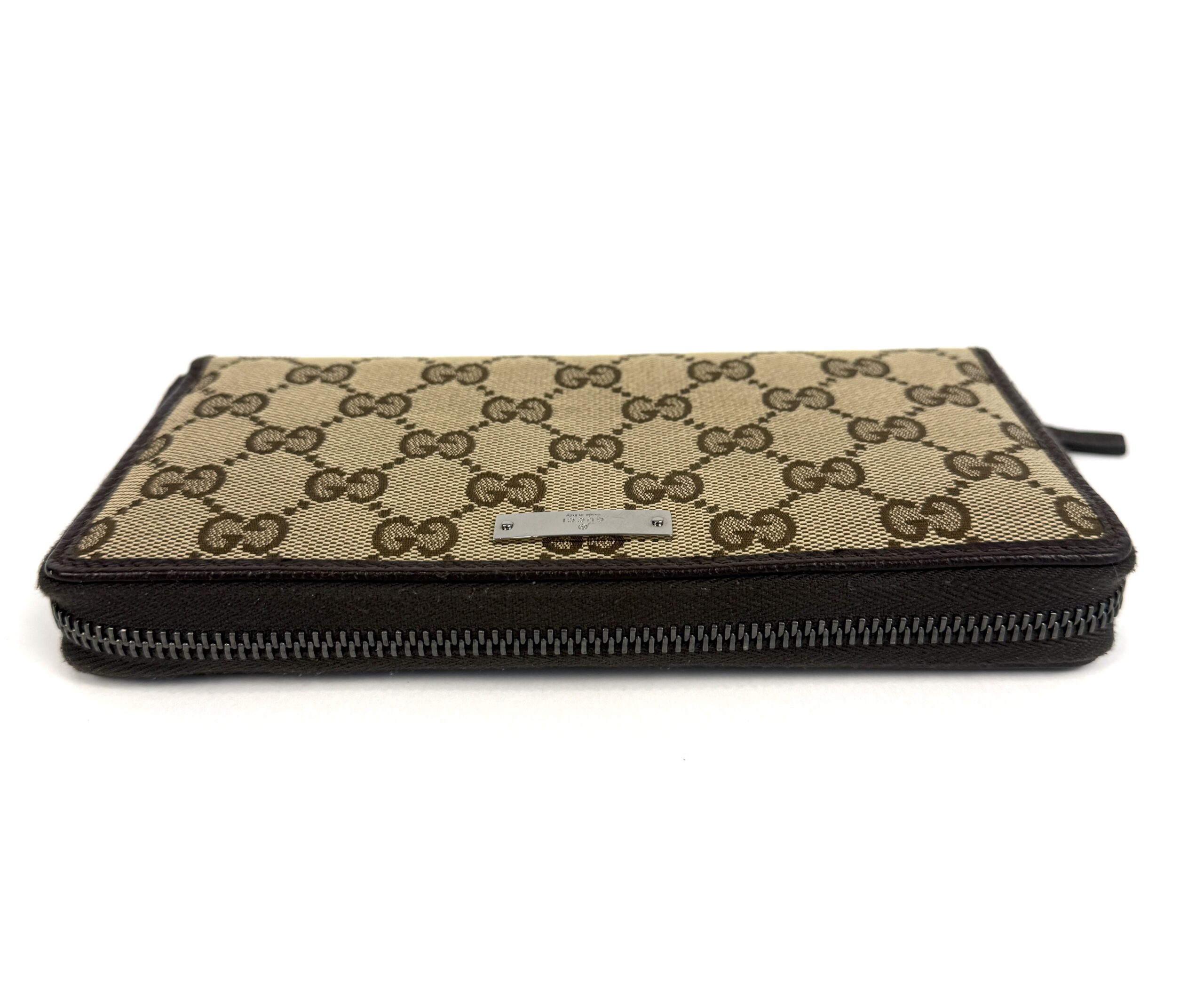 Gucci Monogram Metal Bar Zip Around Wallet Dark Brown - Image 8