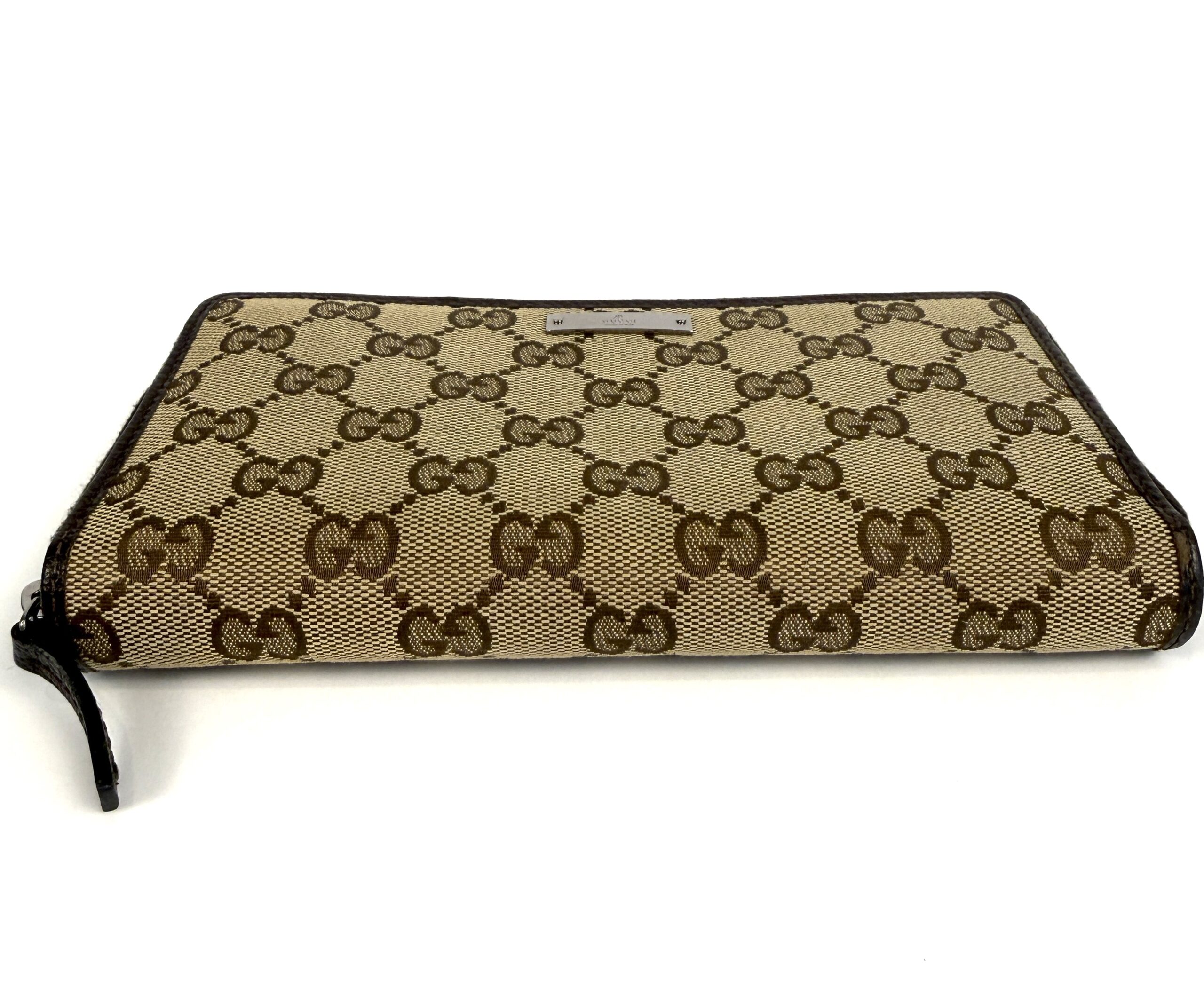 Gucci Monogram Metal Bar Zip Around Wallet Dark Brown - Image 10