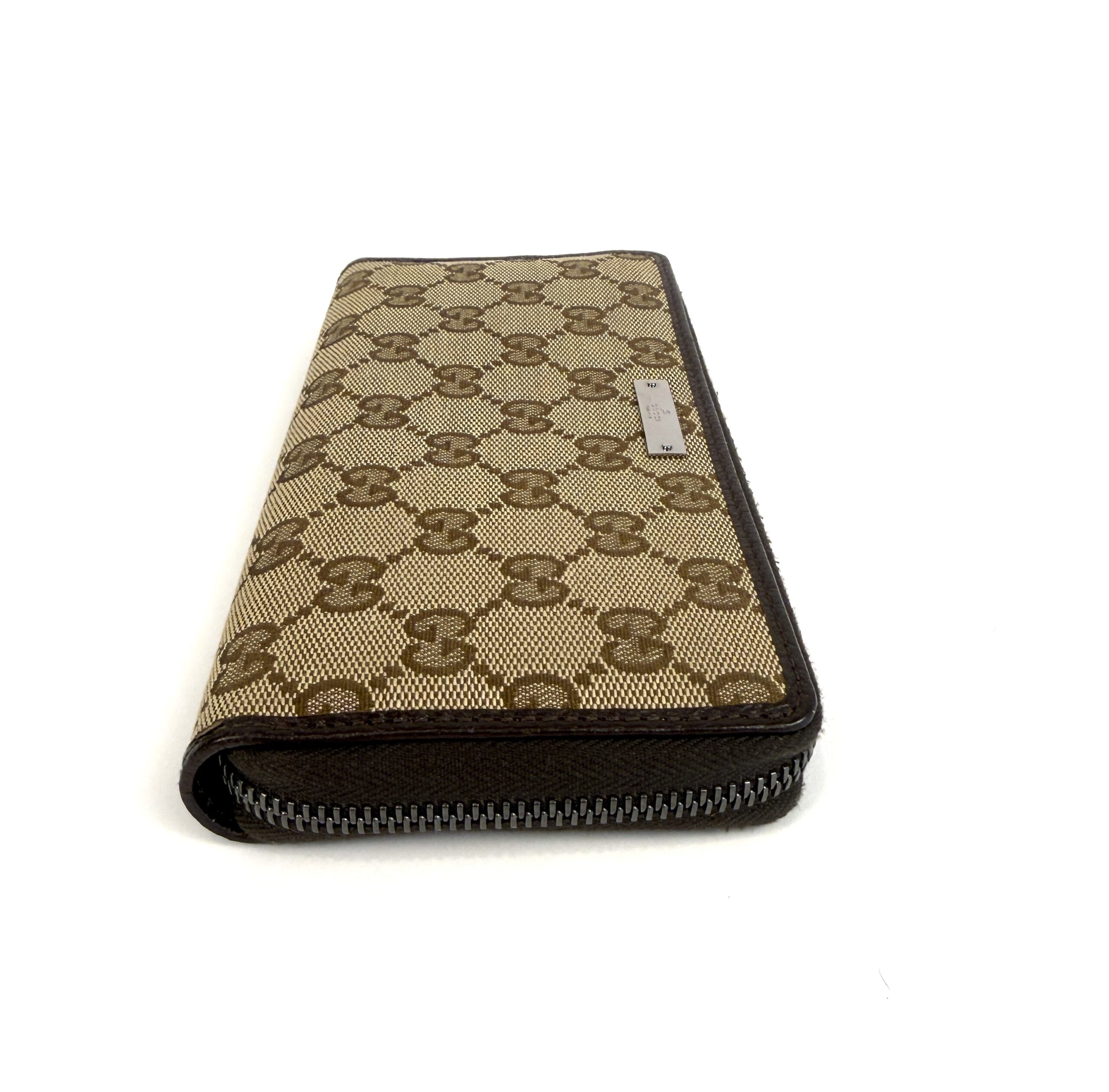 Gucci Monogram Metal Bar Zip Around Wallet Dark Brown - Image 13