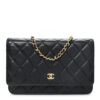 CHANEL Black Classic Wallet On Chain WOC Crossbody Lambskin Gold Hardware