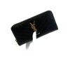 YSL Saint Laurent Grain De Poudre Matelasse Chevron Monogram Zip Around Wallet Black - Image 4