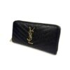 YSL Saint Laurent Grain De Poudre Matelasse Chevron Monogram Zip Around Wallet Black - Image 3