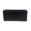 YSL Saint Laurent Grain De Poudre Matelasse Chevron Monogram Zip Around Wallet Black - Image 6