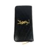 YSL Saint Laurent Grain De Poudre Matelasse Chevron Monogram Zip Around Wallet Black - Image 7