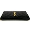 YSL Saint Laurent Grain De Poudre Matelasse Chevron Monogram Zip Around Wallet Black - Image 14